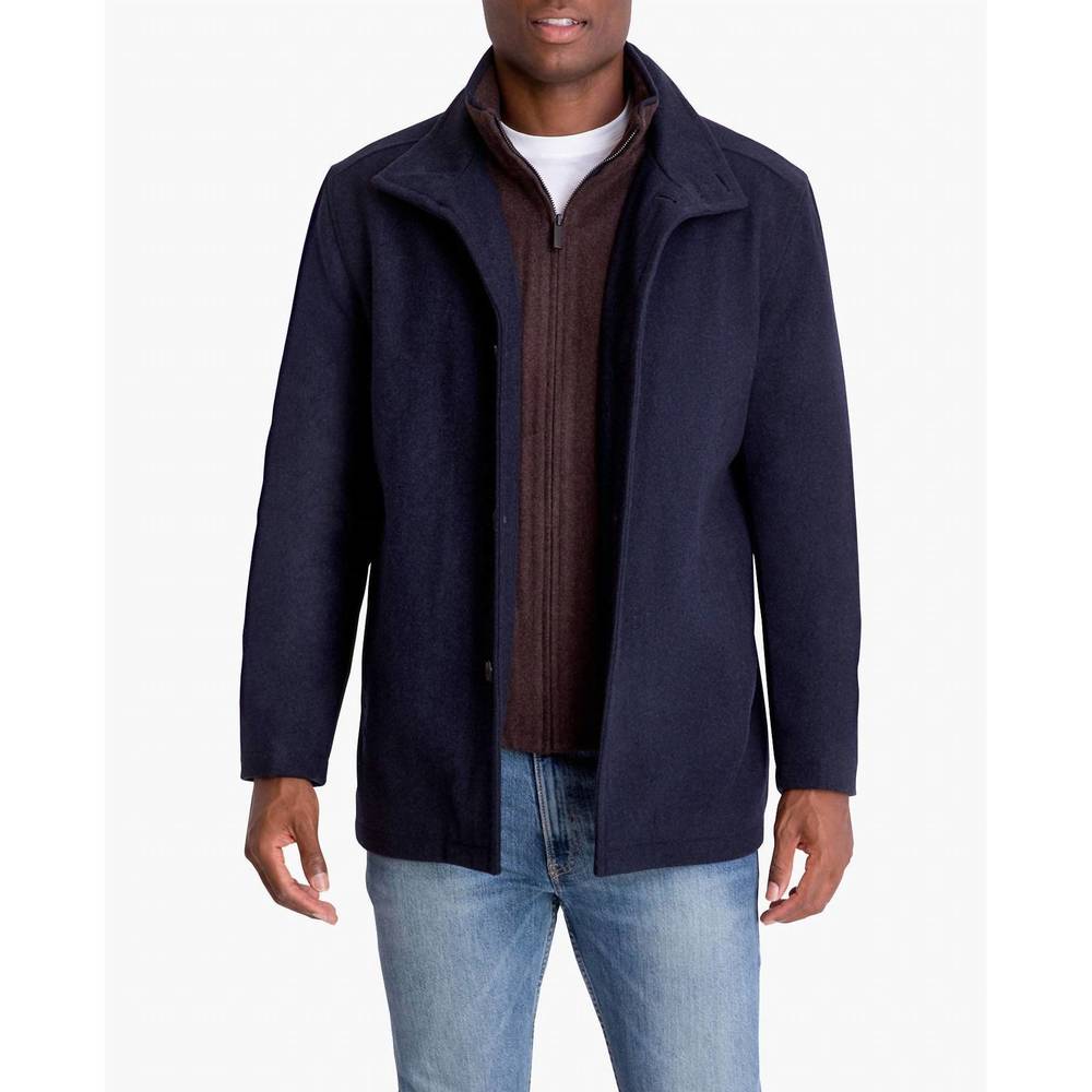 NEW LONDON FOG amherst button front wool jacket in navy heather